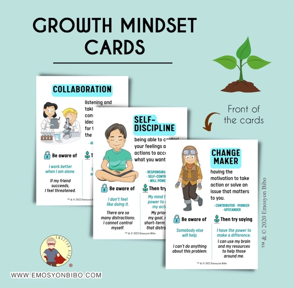 Parenting Tools | Emosyon Bibo® : I Can Train My Brain | Growth Mindset Cards